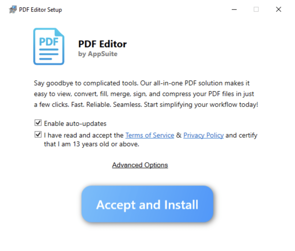 AppSuite PDF Editor installation wizard